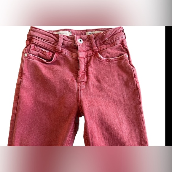 PILCRO & THE LETTERPRESS Faded Red High-Rise Slim Frayed Crop Jeans Sz 25 26x26 - Picture 4 of 8